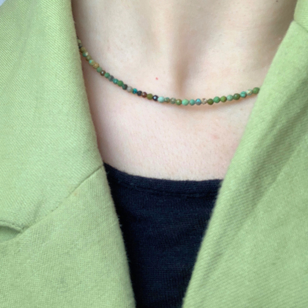 Choker Pietre Dure Verdi in Argento Gold