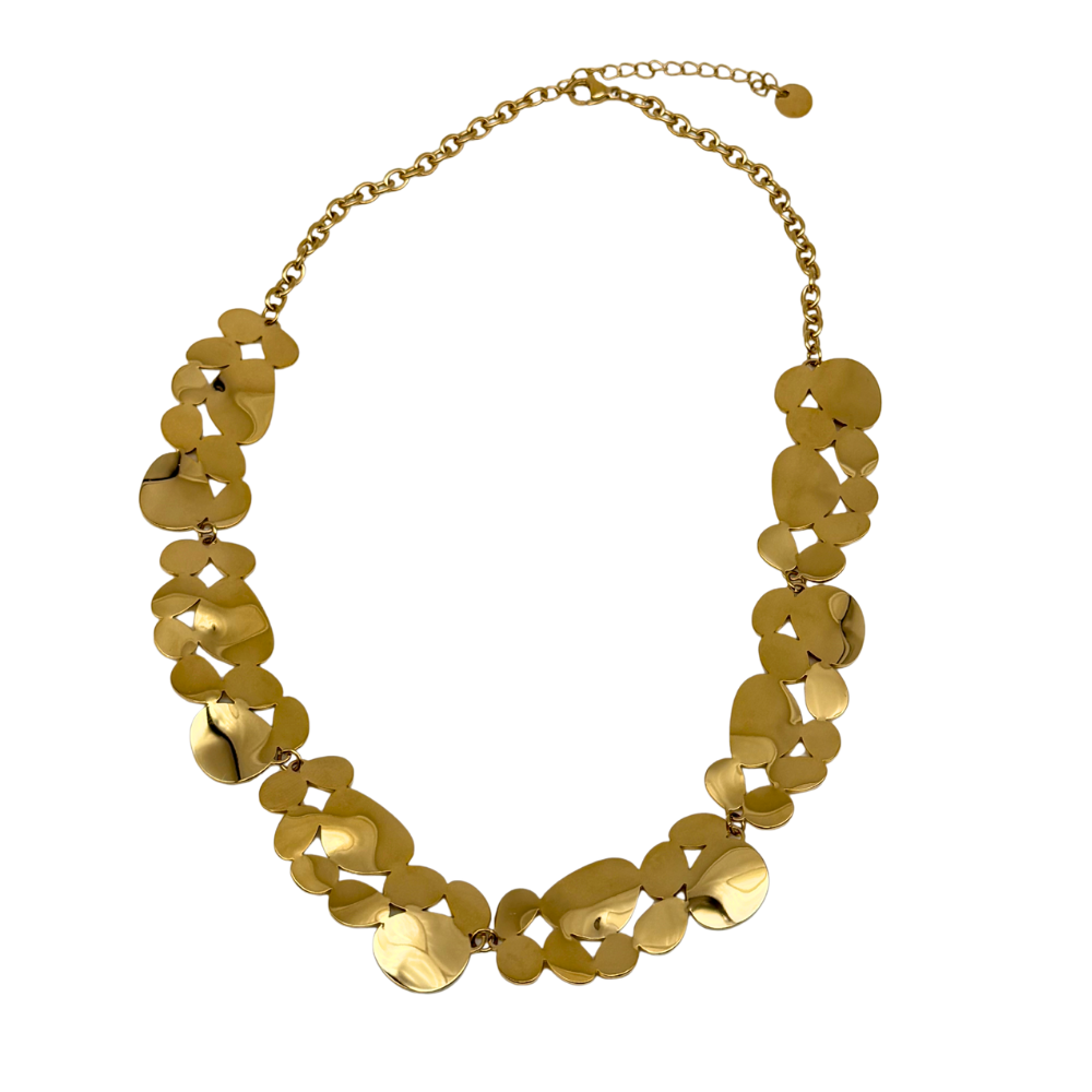 Collana Semi Rigida in Acciaio Gold con Gocce Piatte