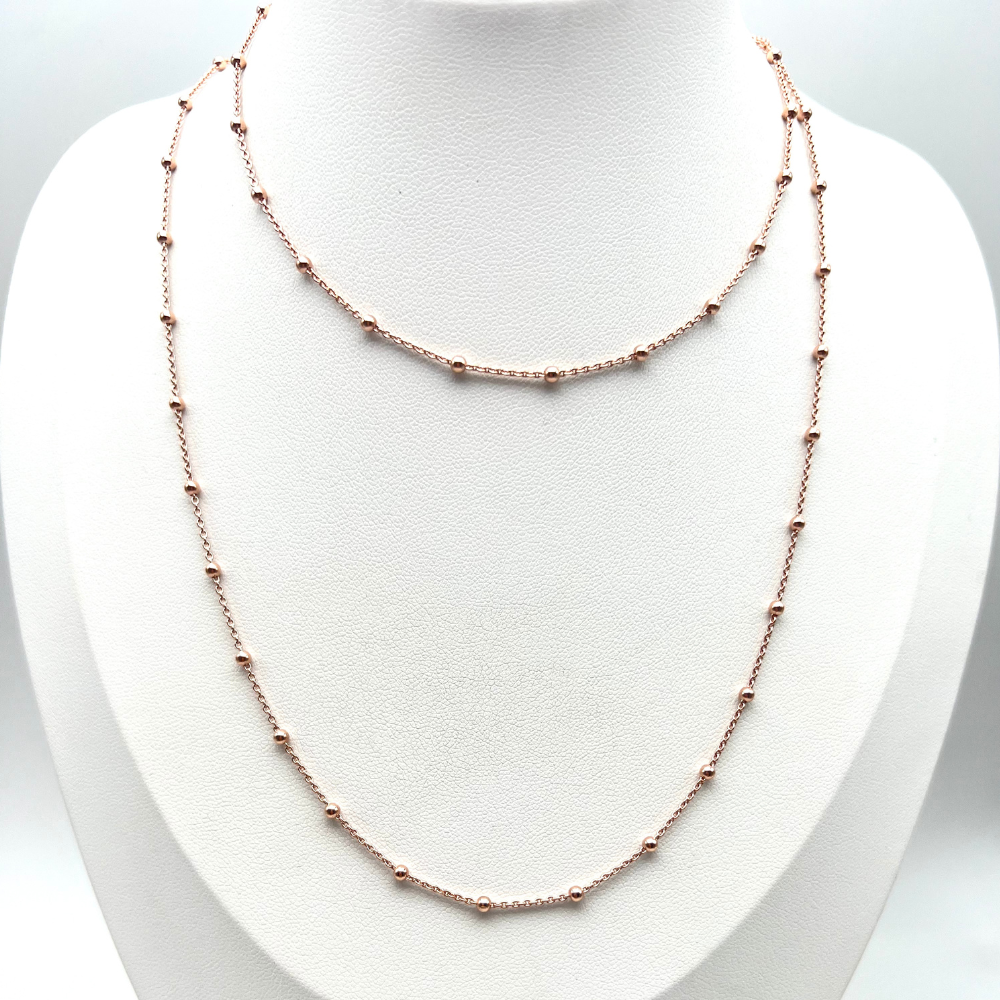 Collana Sfere Lunga in Argento Rosè