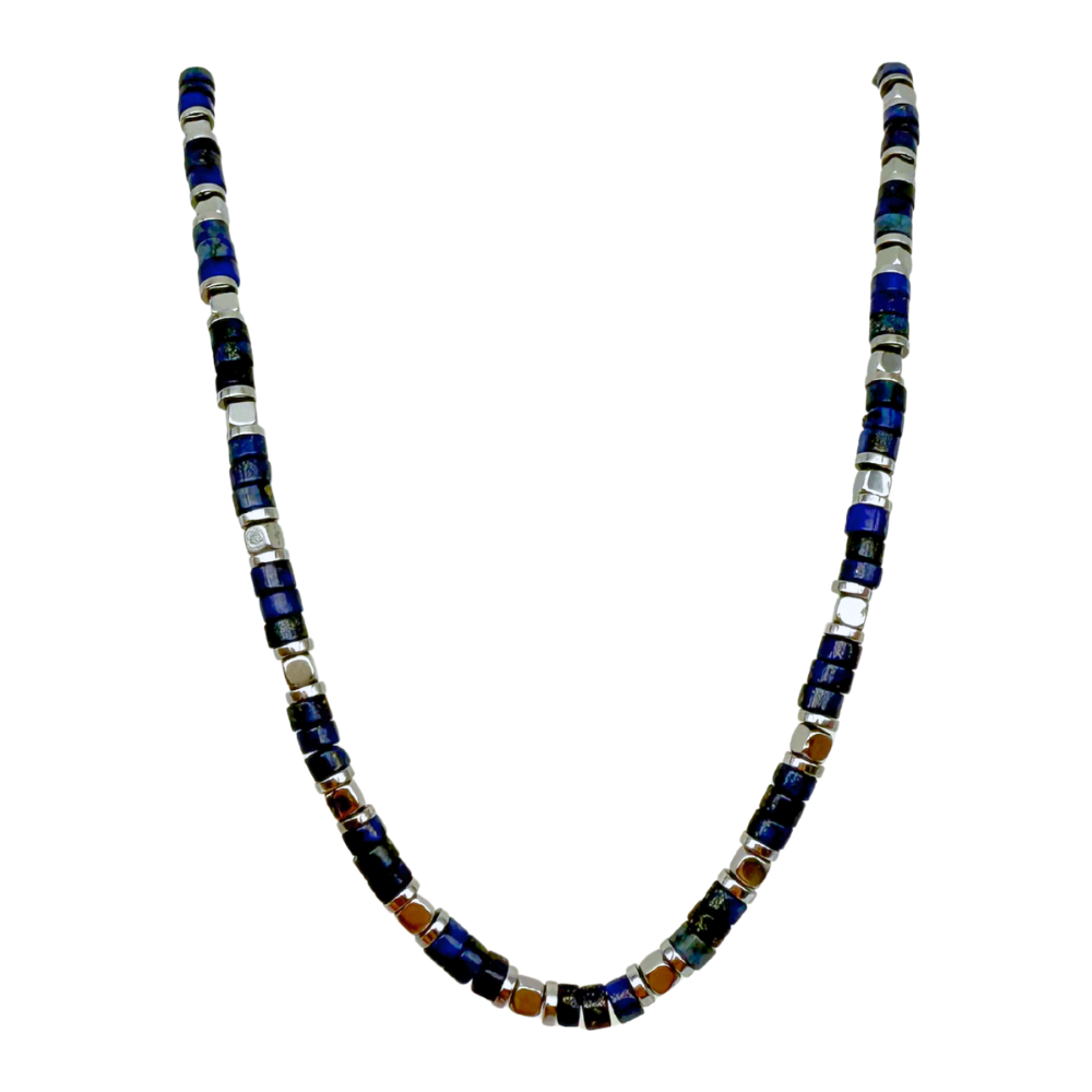 Collana Essence in Lapislazzuli Blu e Acciaio Silver