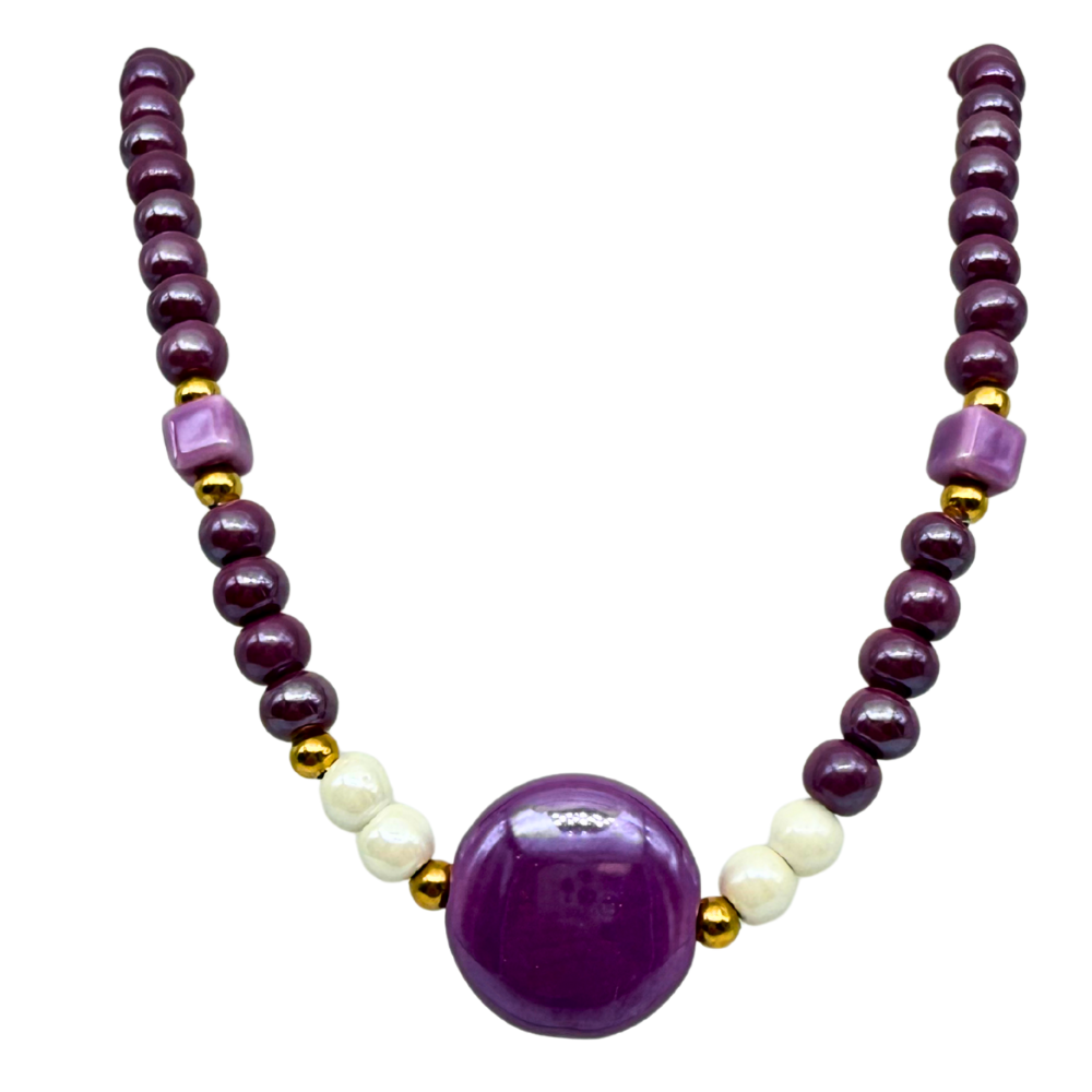 Collana in Ceramica Vinaccia in Acciaio Gold
