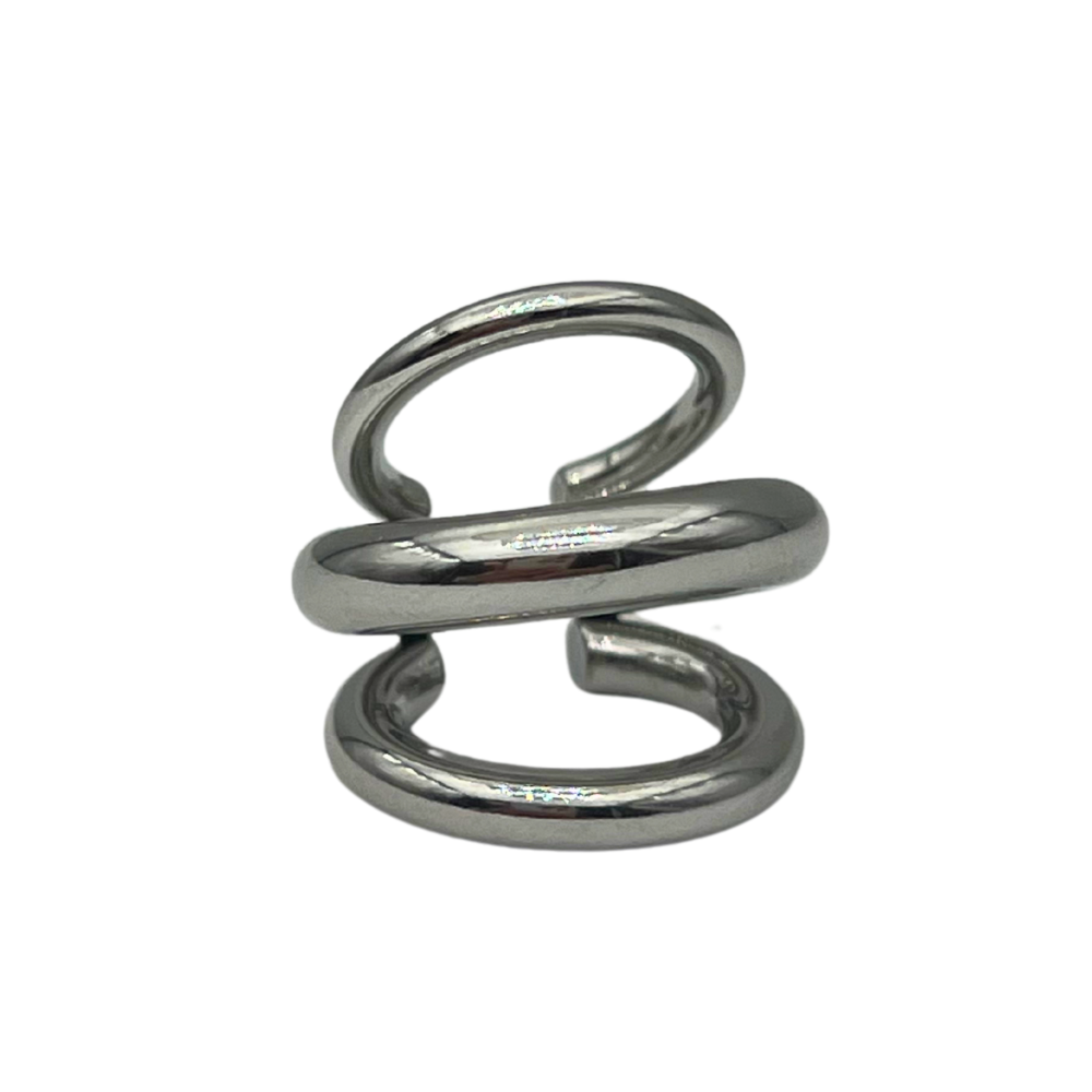 Ear Cuff Tre File in Acciaio Silver