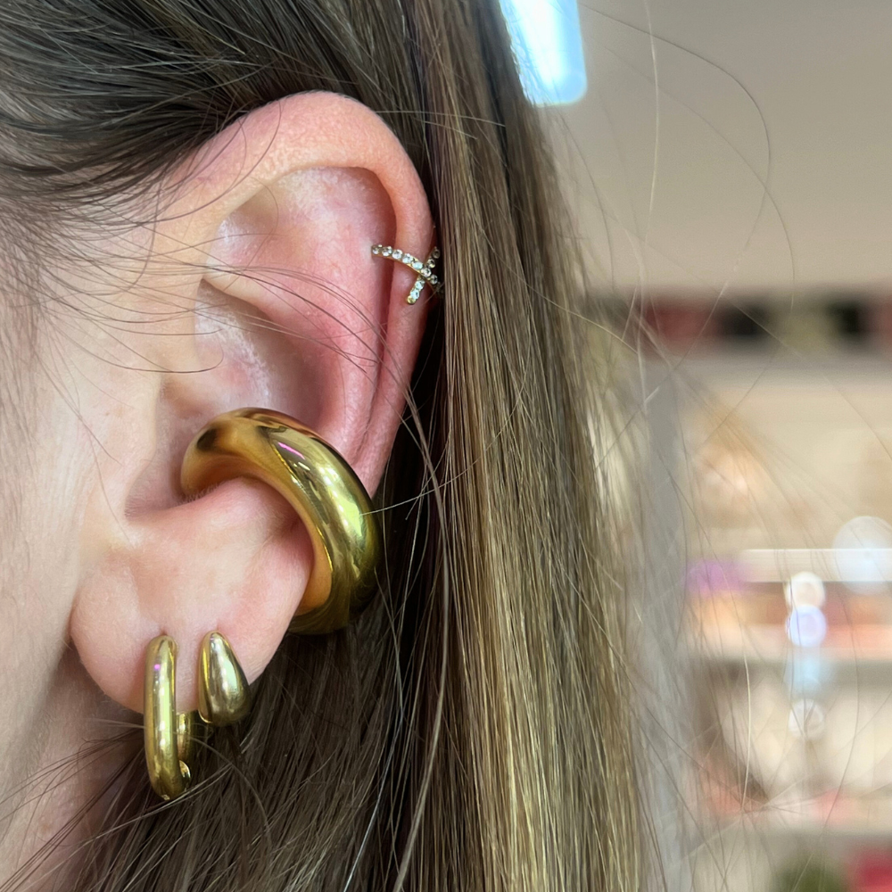 Ear Cuff Chunky Big in Acciaio Gold