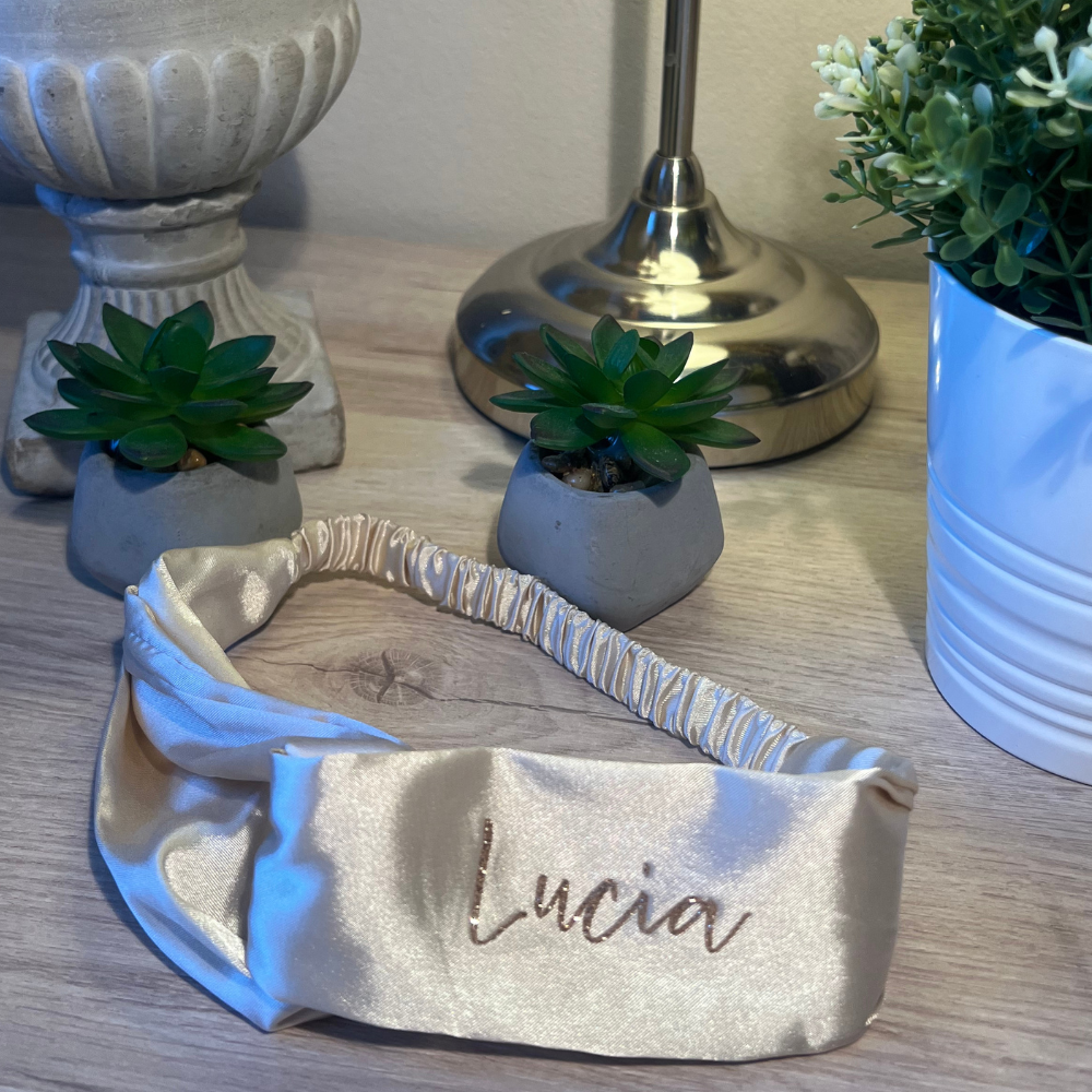 fascia per capelli in viscosa personalizzata con nome oro