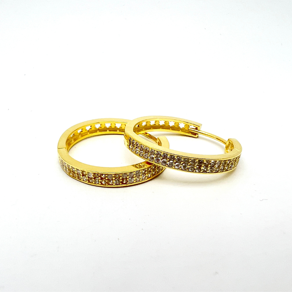 hoops doppia fila di zirconi bianchi in argento placcati oro