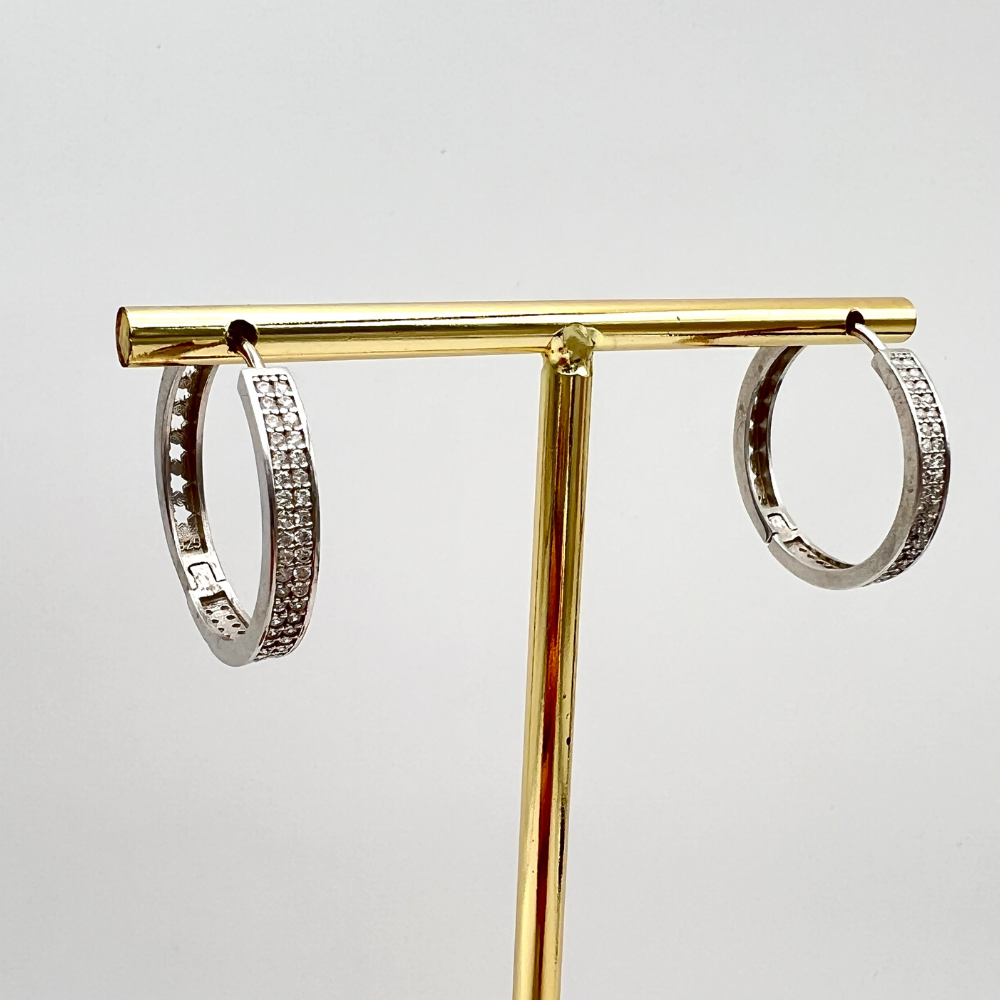 hoops in argento con zirconi bianchi