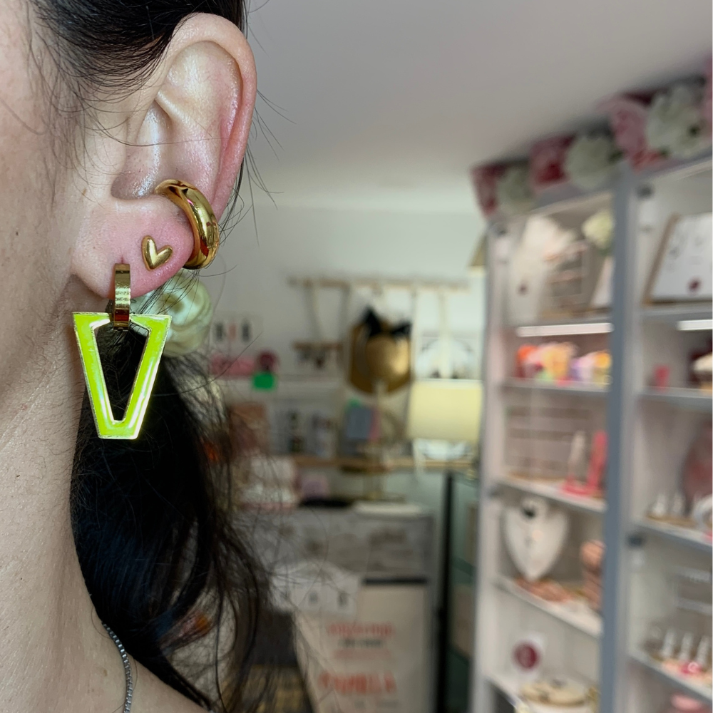 Mono Orecchino Cuore Medio in Acciaio Gold