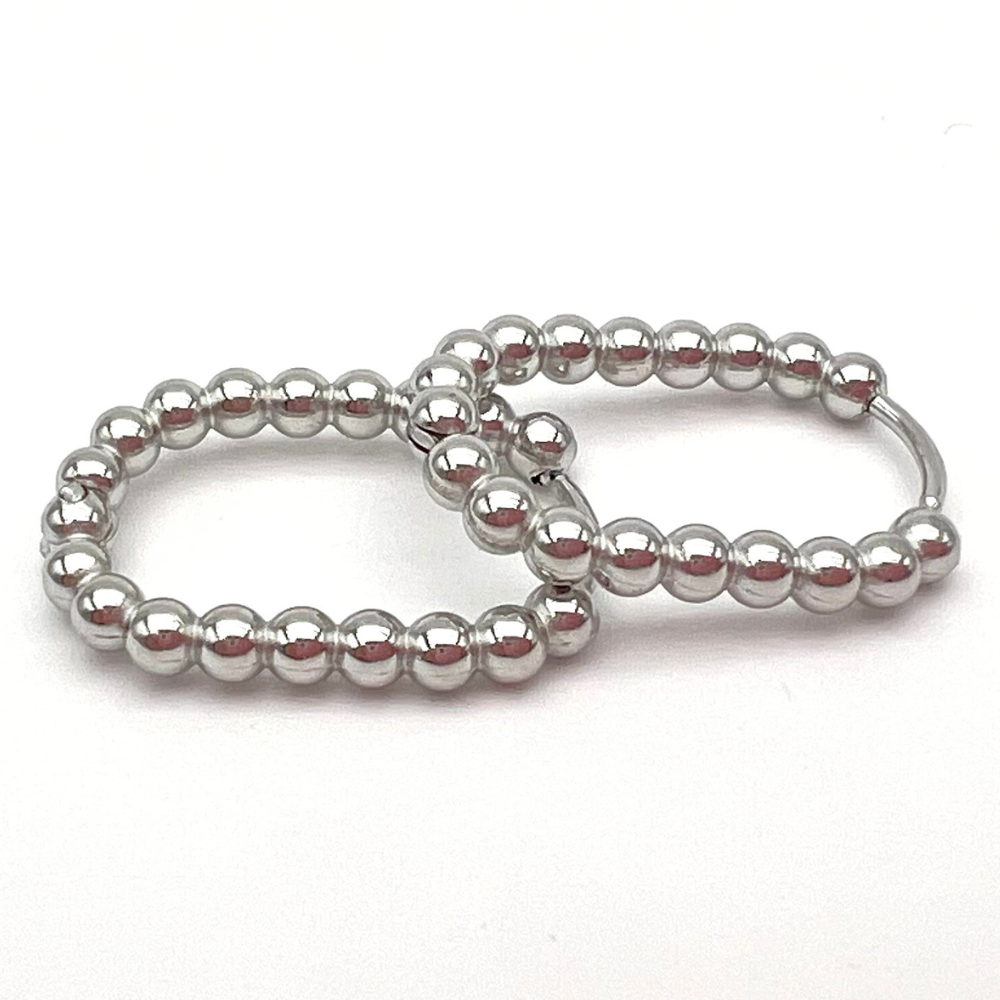 Orecchini Ovalizzati Sfere in Acciaio Silver