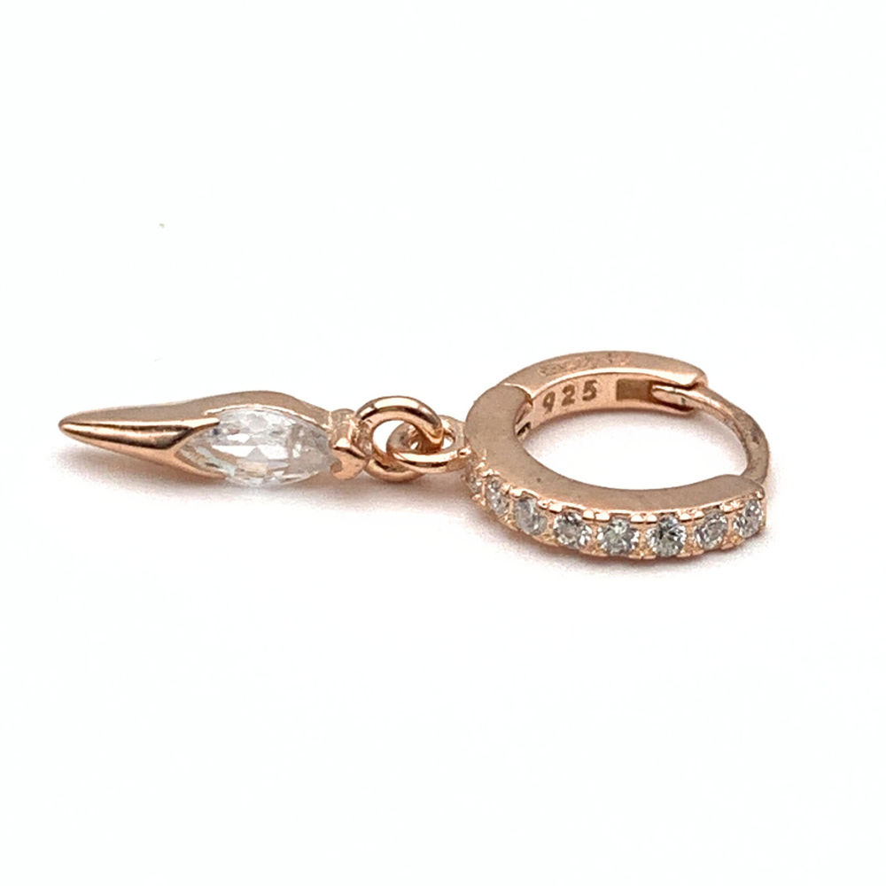 Mono Hoop Zircone Pendente Ovale in Argento Rosè