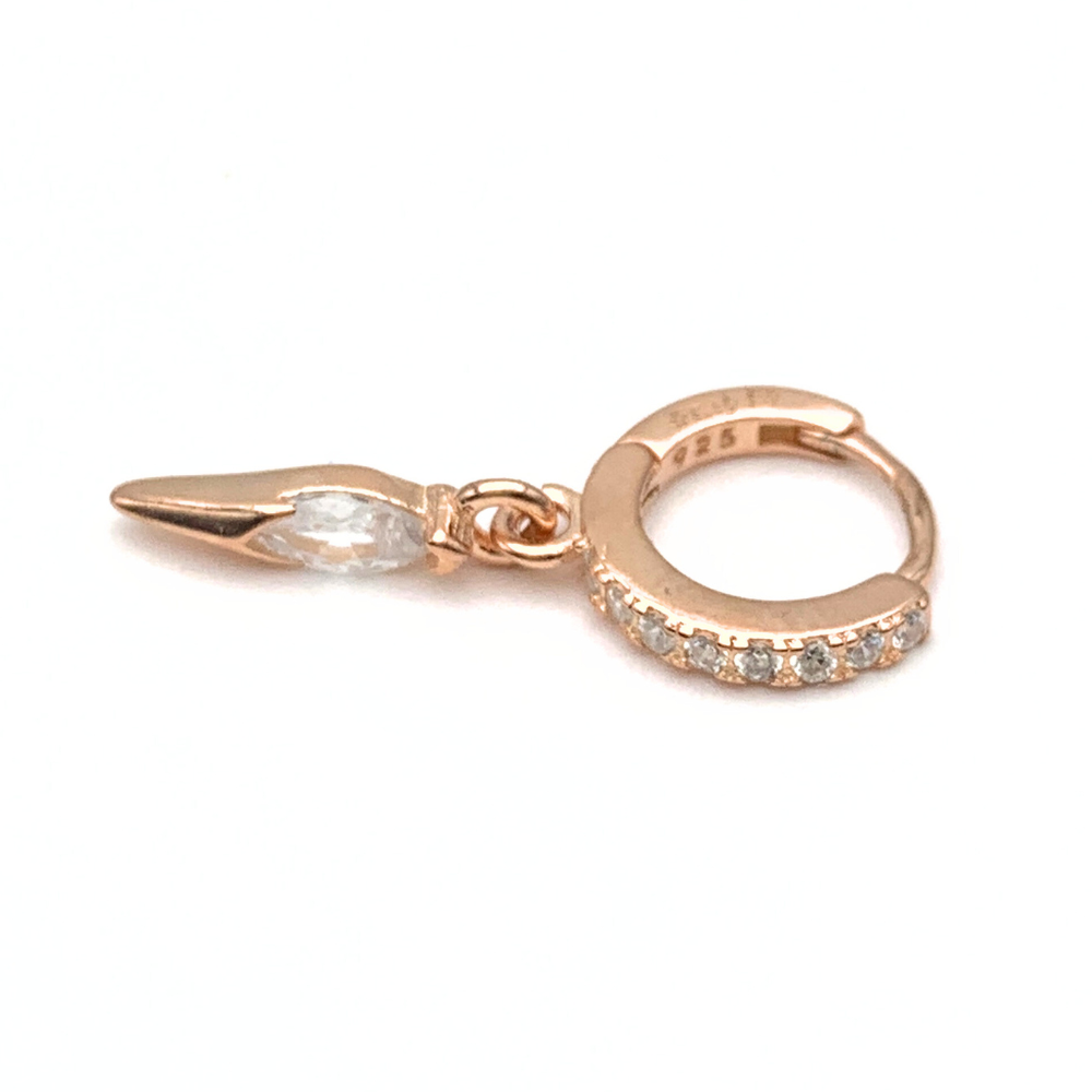 Mono Hoop Zircone Pendente Ovale in Argento Rosè