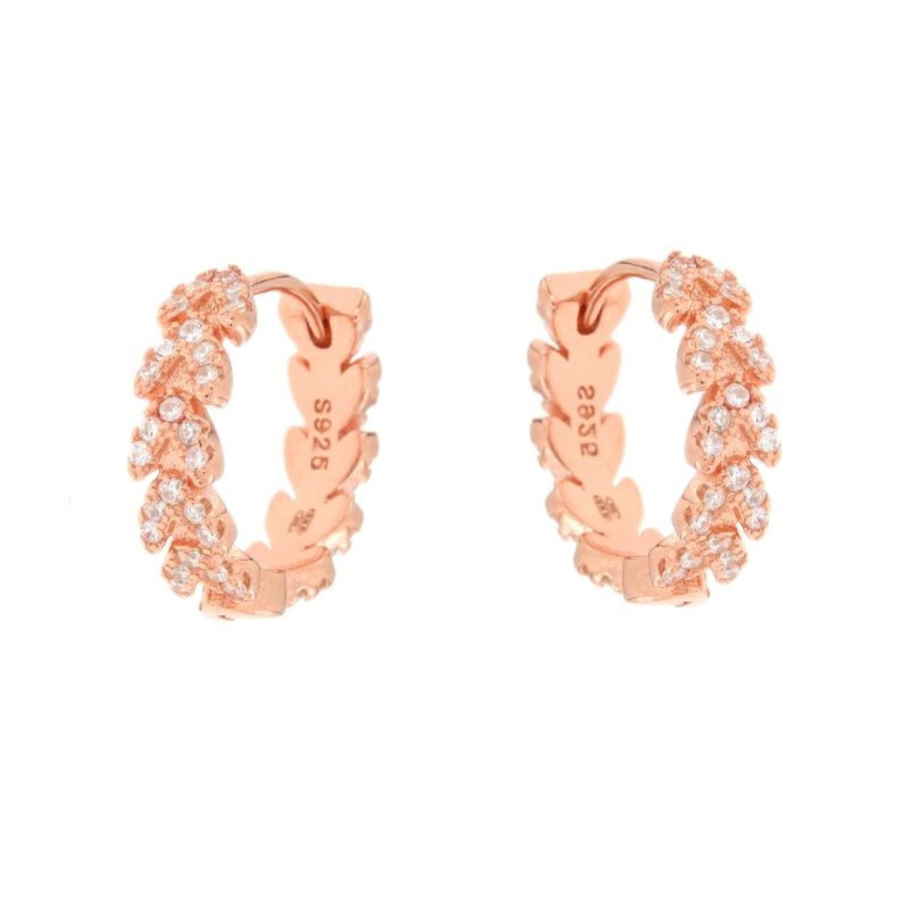 mono hoop in argento rosè con cuori