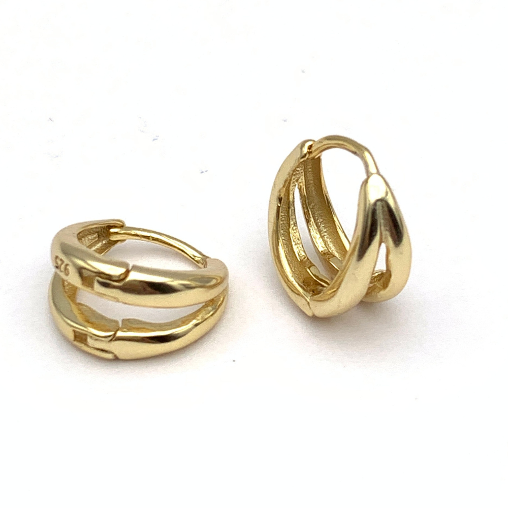 Mono Orecchino Doppio Mini in Argento Gold