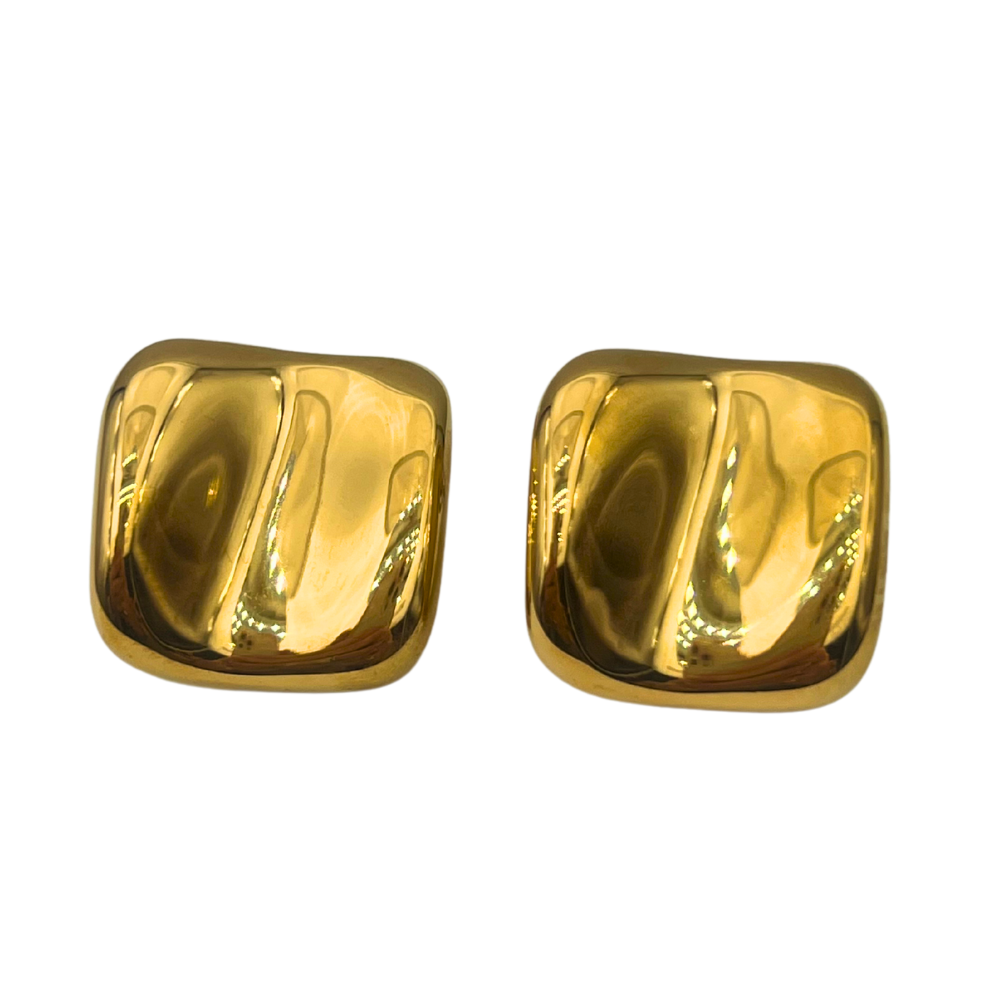 Orecchini Quadrati in Acciaio Gold