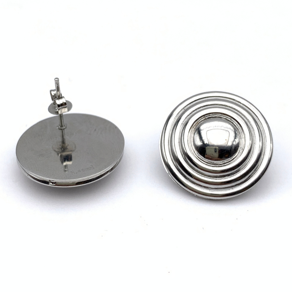orecchini in acciaio silver a bottone