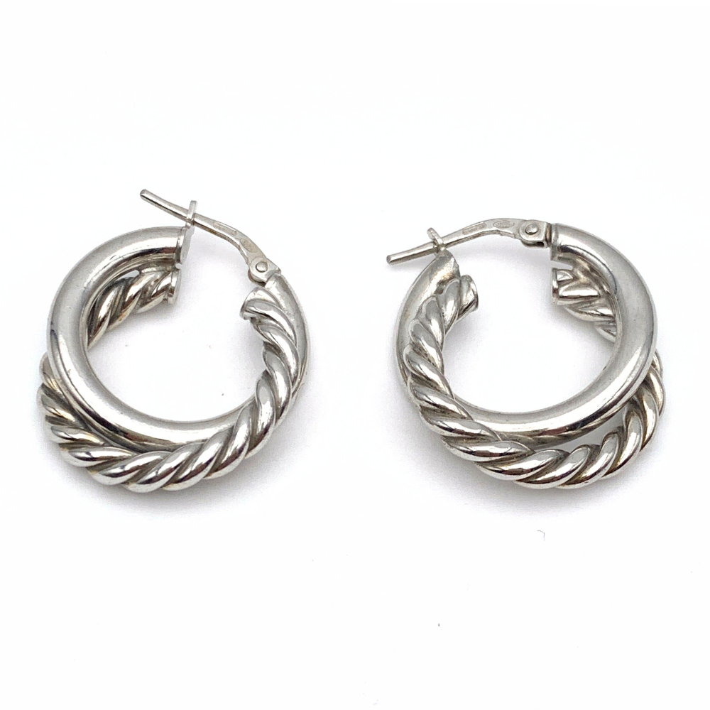 Orecchini Doppi in Argento Silver