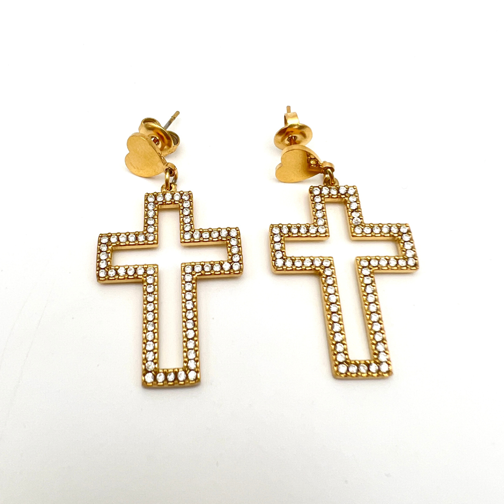 orecchini a croce gold