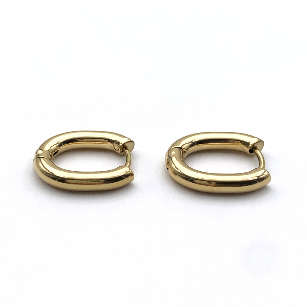 orecchini in acciaio gold ovali sottili lisci mini