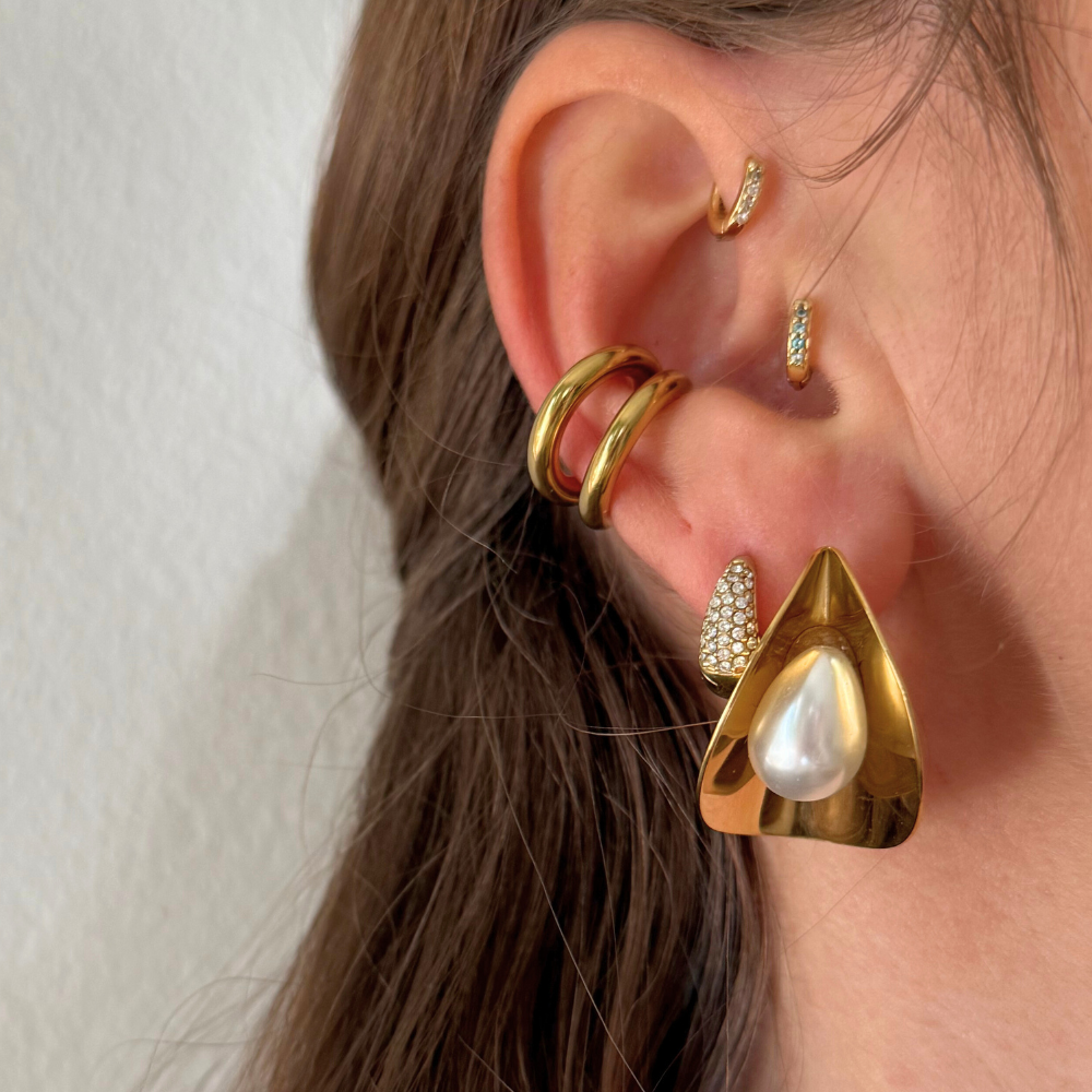 Orecchini Oyster in Acciaio Gold