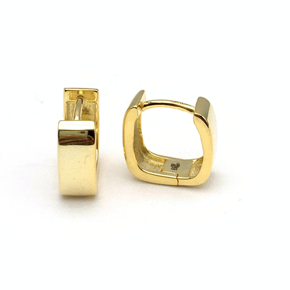 Orecchini Squadrati Bombati Mini in Argento Gold