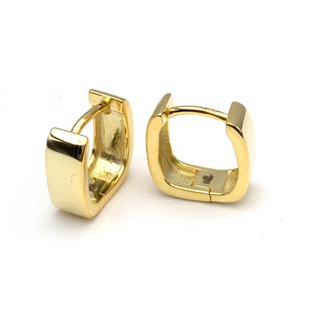 Orecchini Squadrati Bombati Mini in Argento Gold