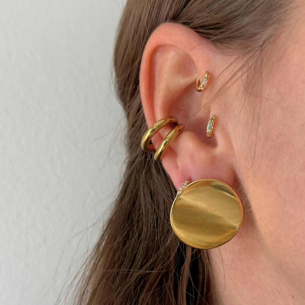 Orecchini Tondi Acciaio Gold