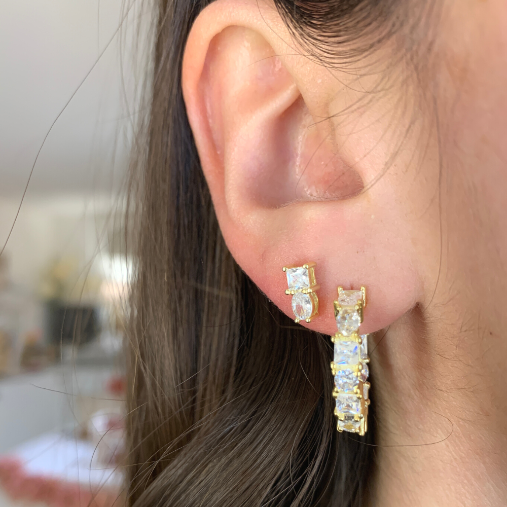 orecchini gold zirconi bianchi