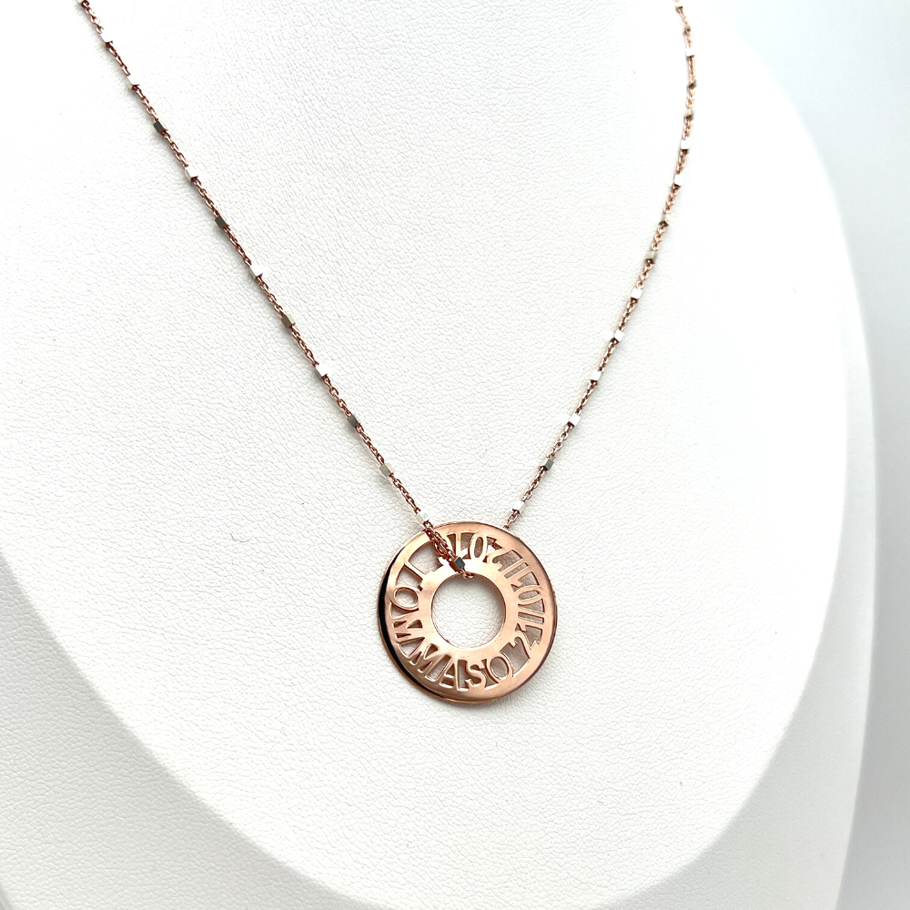 collana in argento con rondella personalizzabile placcata oro rosa