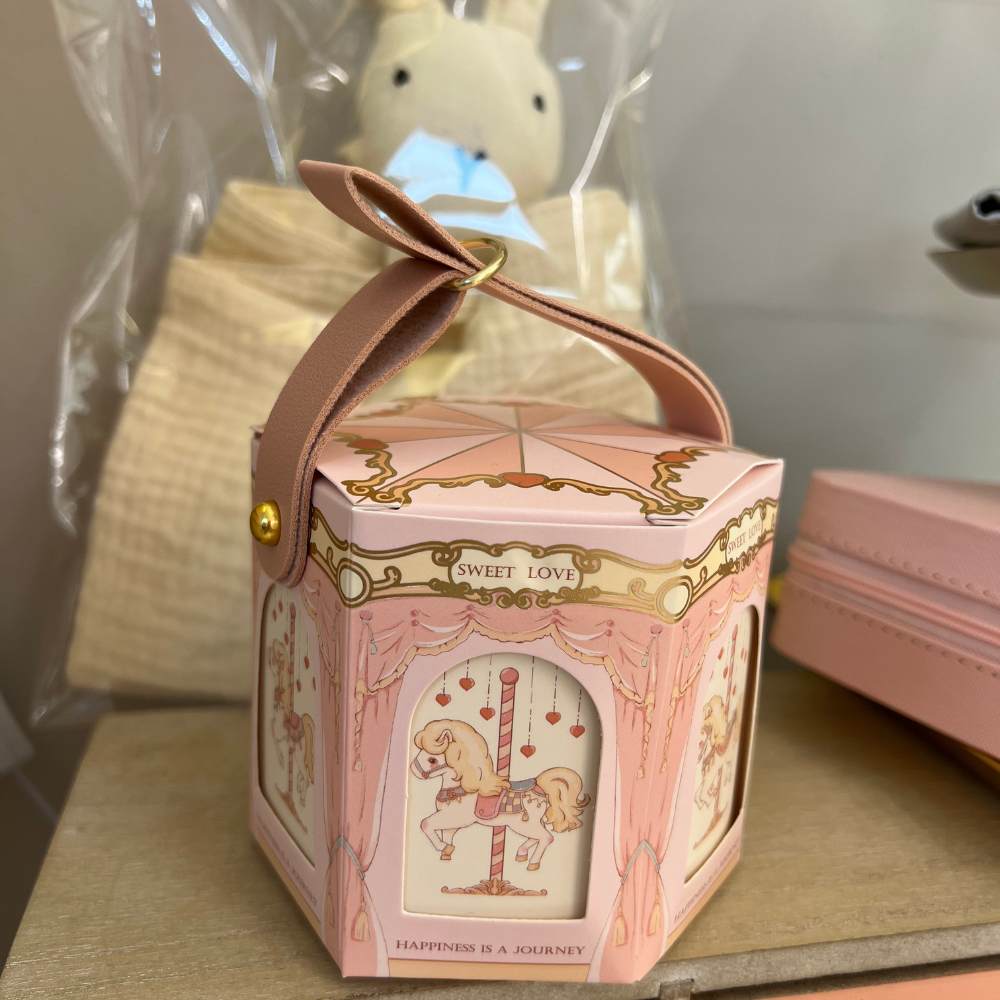 scatolina cofanetto giostra rosa confezione regalo bambina