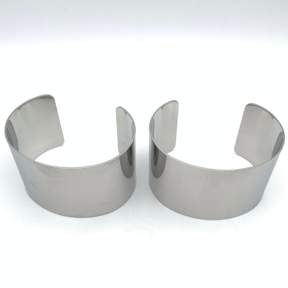 bracciale manetta in acciaio inox silver fascia larga rigido specchiato