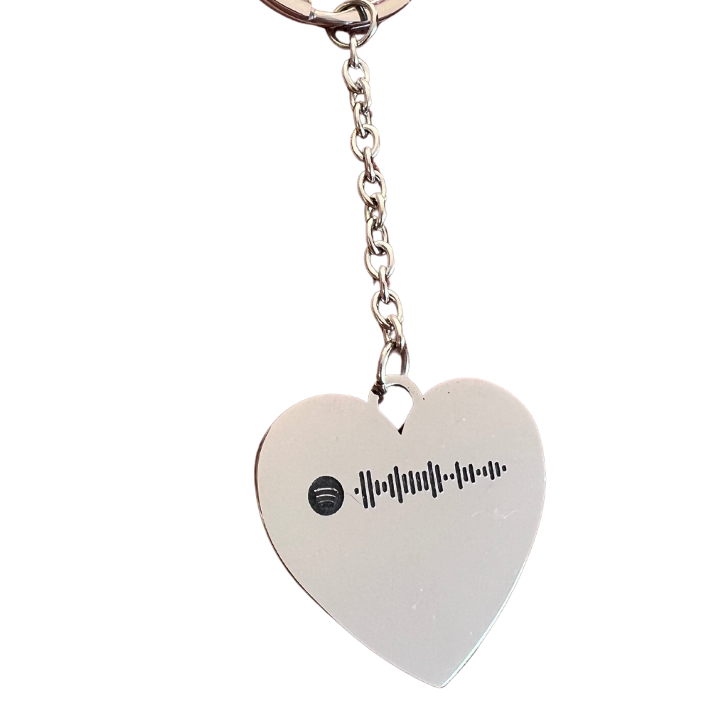 Portachiavi Cuore Spotify Personalizzabile in Acciaio Silver