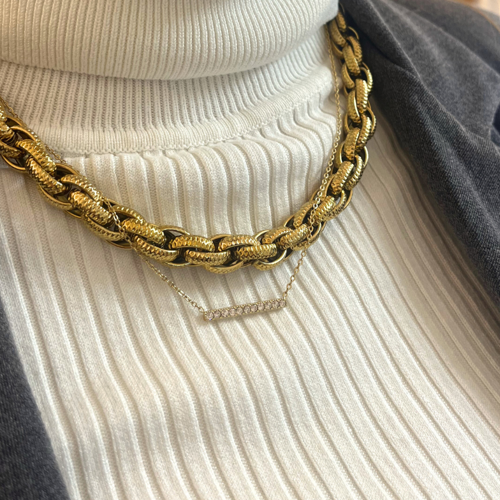 Collana Punto Luce Barretta in Acciaio Gold