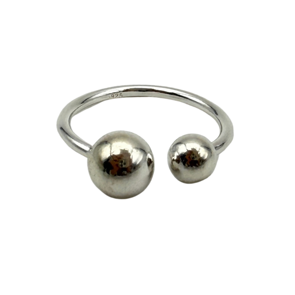 Anello Doppia Pallina in Argento 925
