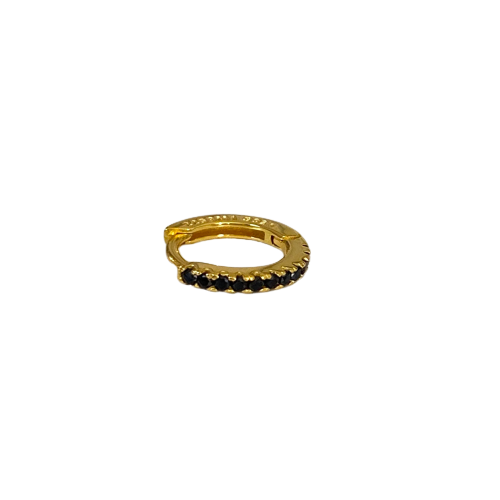 Mono Sparkle Hoop Gold con Zirconi Neri