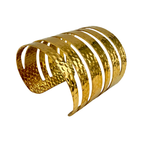 Bracciale Armonia Dorata in Acciaio Gold con Fasce Martellate