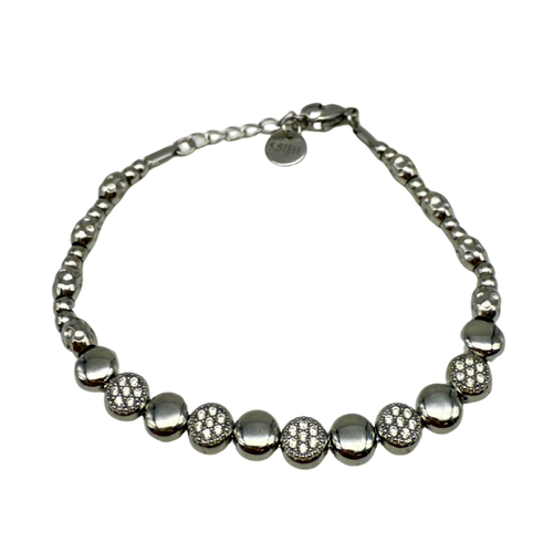Bracciale Lumière in Acciaio Silver con Pepite Lisce e Zirconi