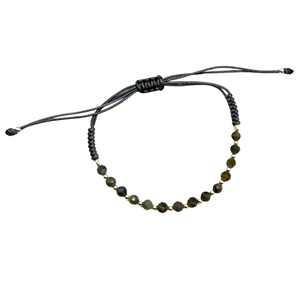 Bracciale Cordino Regolabile Grigio Topo in Argento 925 Silver