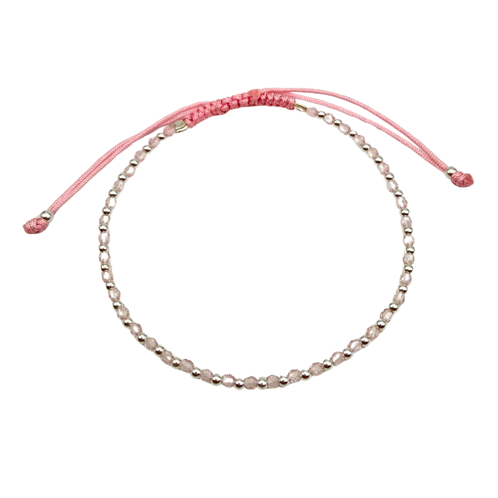Bracciale Cordino Regolabile Rosa in Argento 925 Silver