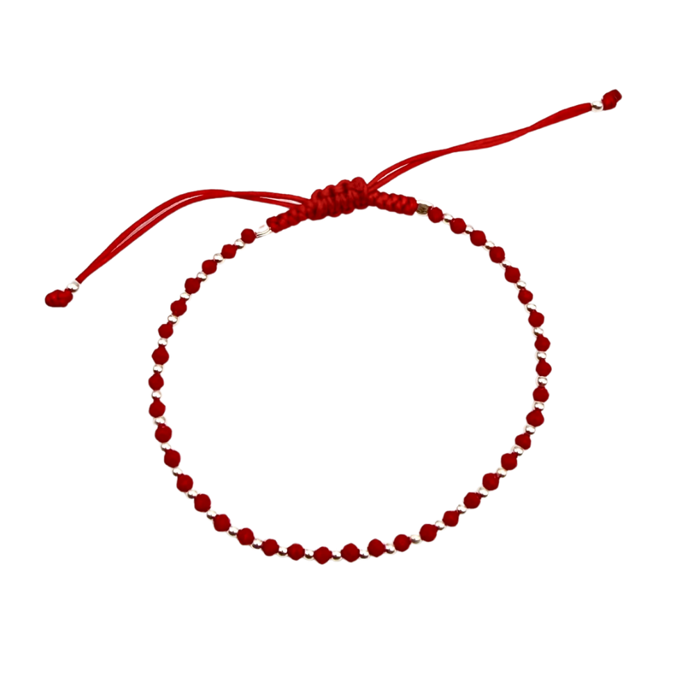 Bracciale Cordino Regolabile Rosso in Argento 925 Silver