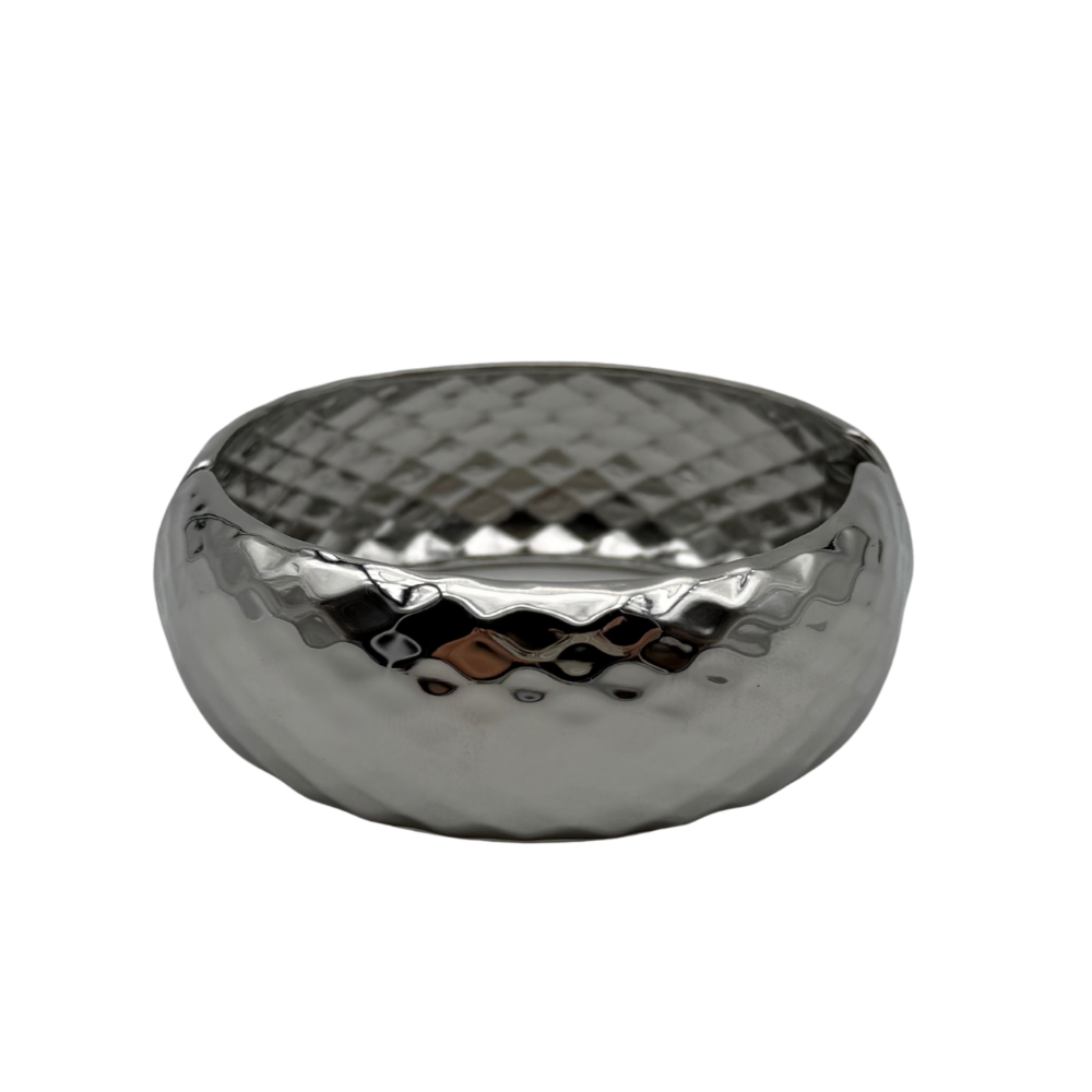 Bracciale Rigido Bombato in Acciaio Silver