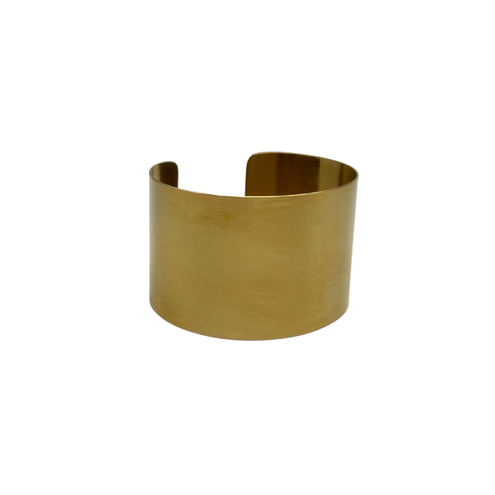 Bracciale Rigido a Fascia Larga in Acciaio Gold