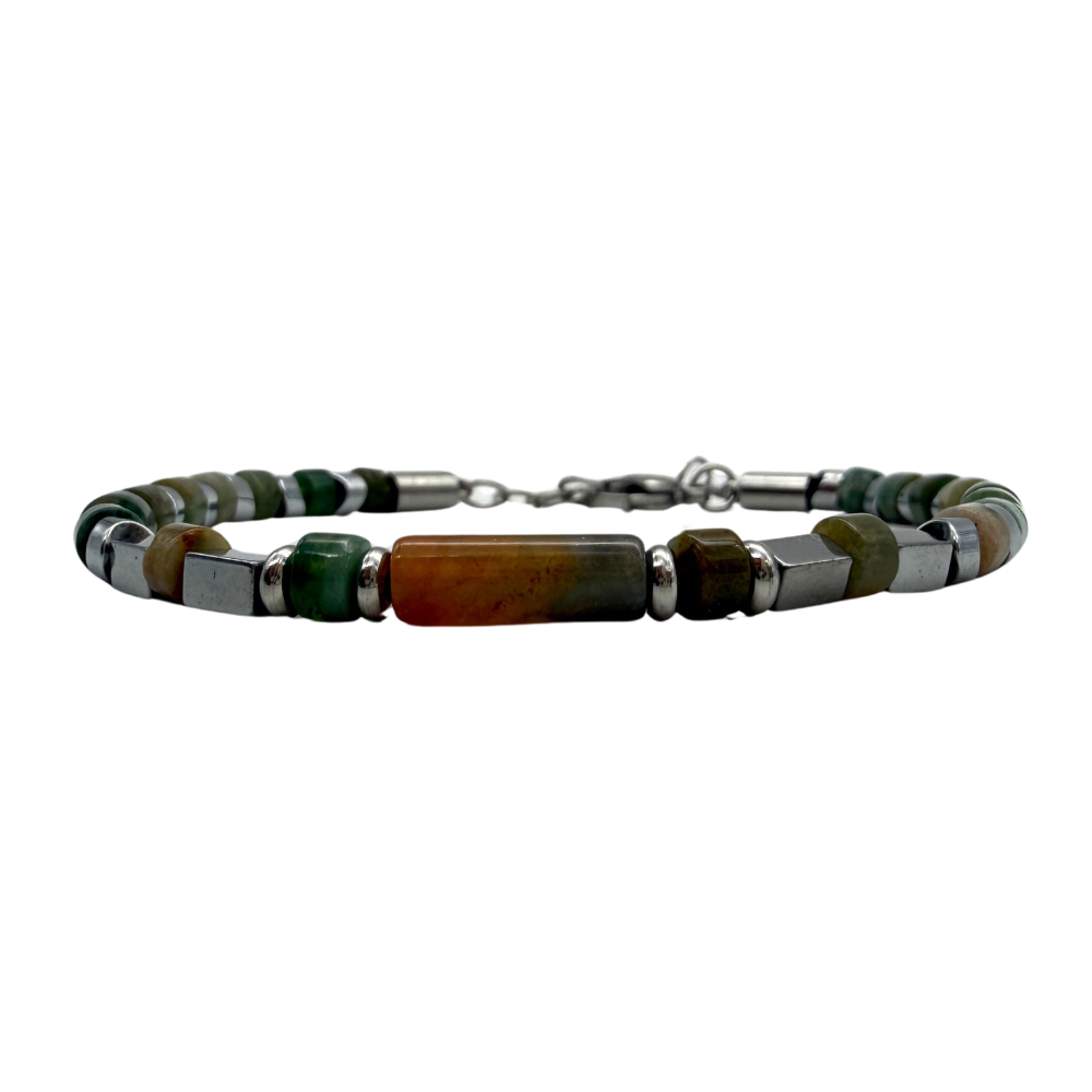 Bracciale Pietre Naturali Verdi in Acciaio silver
