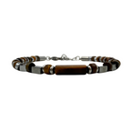 Bracciale Pietre Naturali Marroni in Acciaio silver
