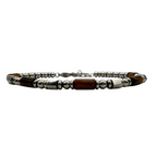 Bracciale Uomo con Pietre Marroni e Inserti Geometrici in Acciaio Silver