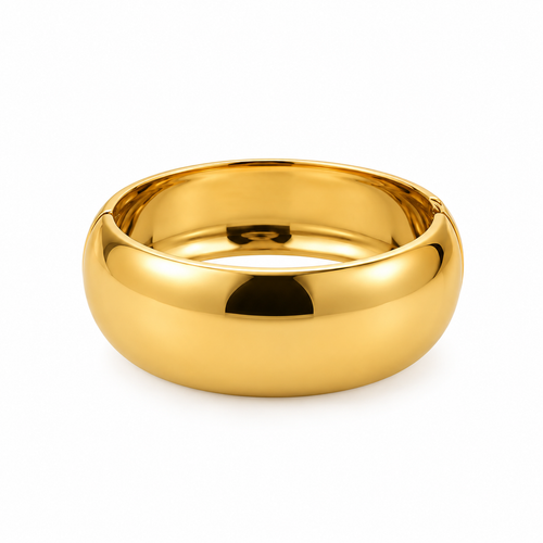 Bracciale Rigido Bombato Liscio in Acciaio Gold