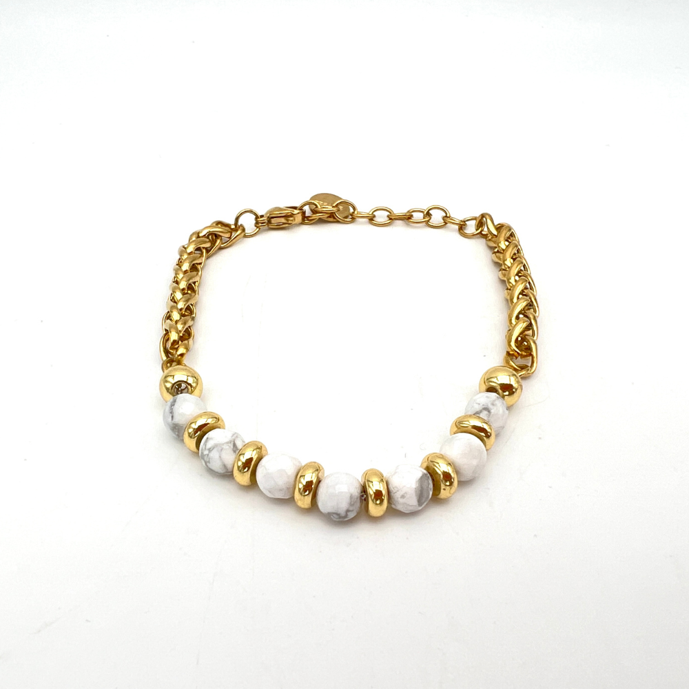 Bracciale in Acciaio e Pietre Bianche