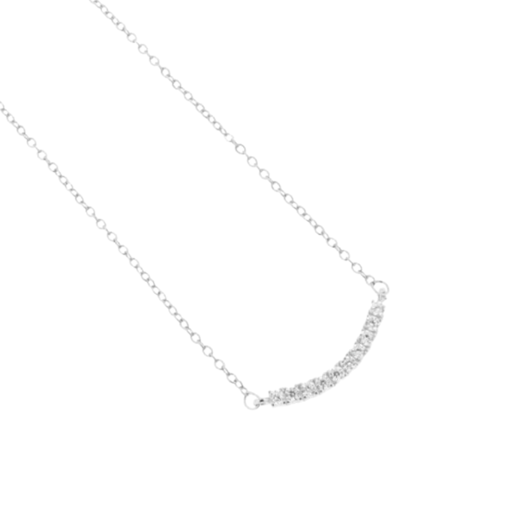Collana Mezza Luna con Pendente e Zirconi in Argento 925 Silver