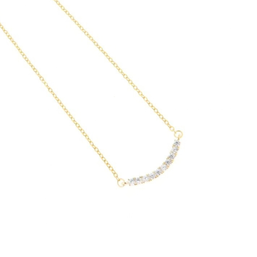 Collana Mezza Luna con Pendente e Zirconi in Argento 925 Gold