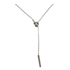 Collana Nodo Argentato con Zircone e Pendente Cilindrico