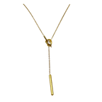 Collana Nodo Dorato con Zircone e Pendente Cilindrico