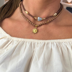 Collana Brown & White Heart in Acciaio Gold